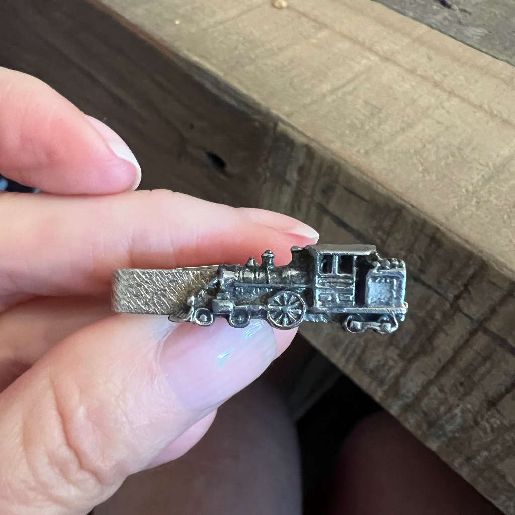 Silver Tone Train Tie Clasp Bar Pat 2853761